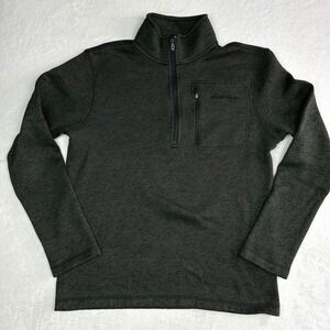 Eddie Bauer Mens Quarter Zip Pullover Fleece Sweater Gray Heather Size Medium